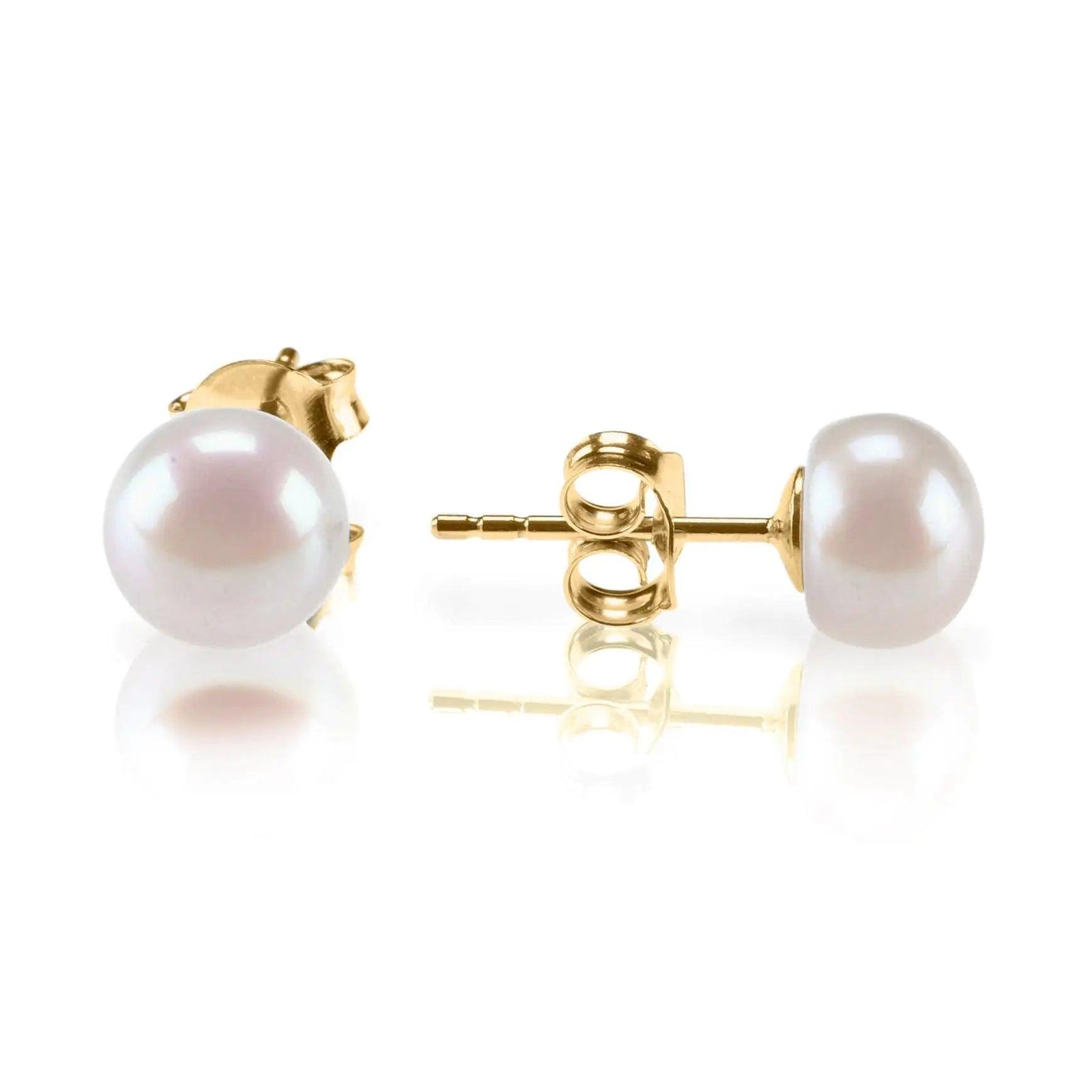 PAVOI Sterling Silver, 14K Gold Plated, AAA+ Quality Handpicked Freshwater Cultured Stud Pearl Earrings Yellow Gold 5.5mm - Evallys.com # #