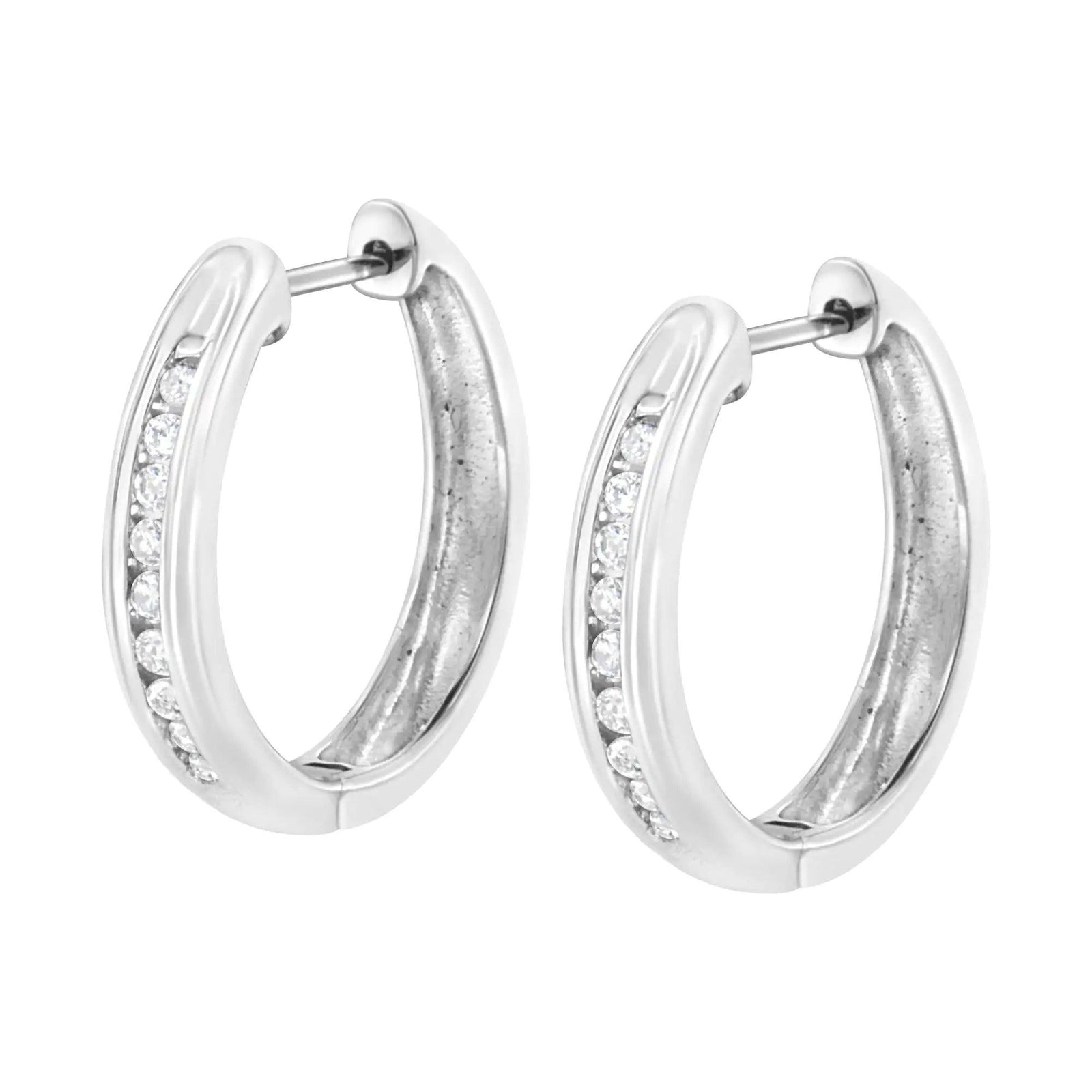 .925 Sterling Silver 1/4 cttw Lab Grown Diamond Hoop Earring (F-G Color, VS2-SI1 Clarity) - Evallys.com # #