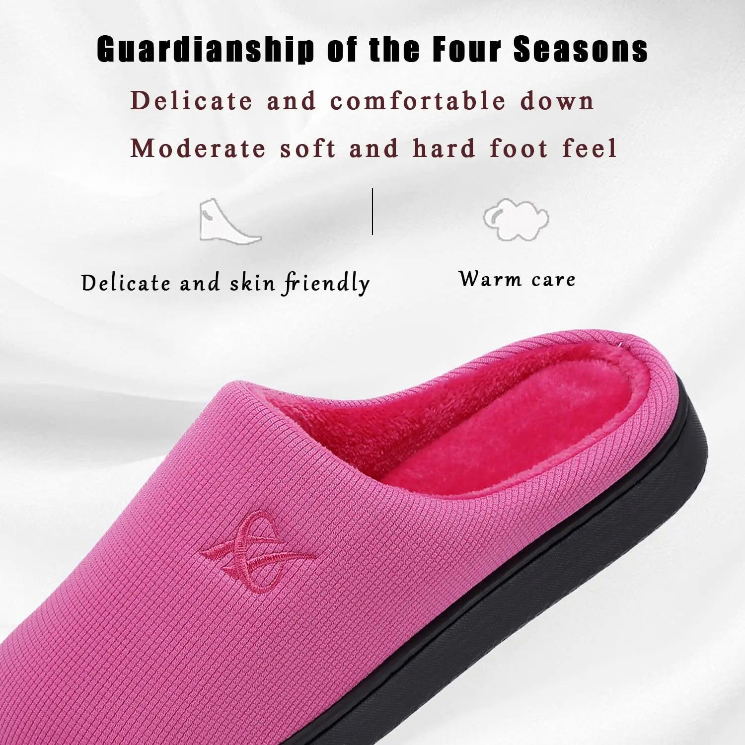 Memory Foam Slippers for Women's and Men's Casual House Shoes 9-10 Women/7-8 Men Rose Red - Evallys.com # #