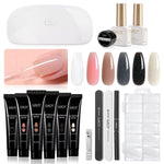 GAOY Poly Gel Nail Kit with U V Light Starter Kit, 6 Colors Nude Pink Black Builder Gel Nail Extension Kit for Beginners with Everything Nail Art DIY at Home Set C - Evallys.com # #