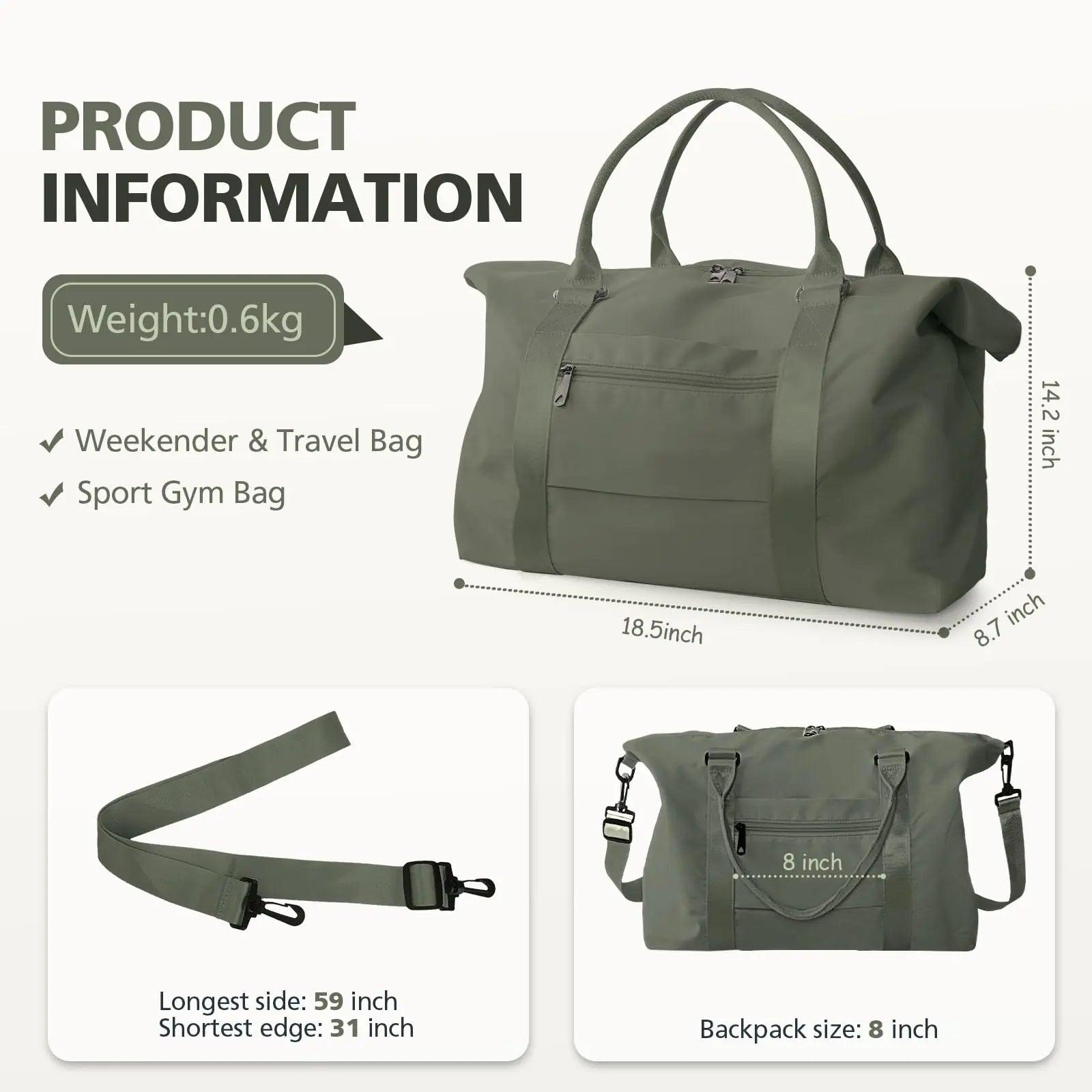 Travel Duffle Bag, Waterproof Weekender Bag Carry On Tote Bags for Women, Travel Essentials Sport Gym Bag for Men, Hospital Bag for Labor and Delivery, Overnight Bag Luggage Bag with Trolley Sleeve 06 Dark Green - Evallys.com # #