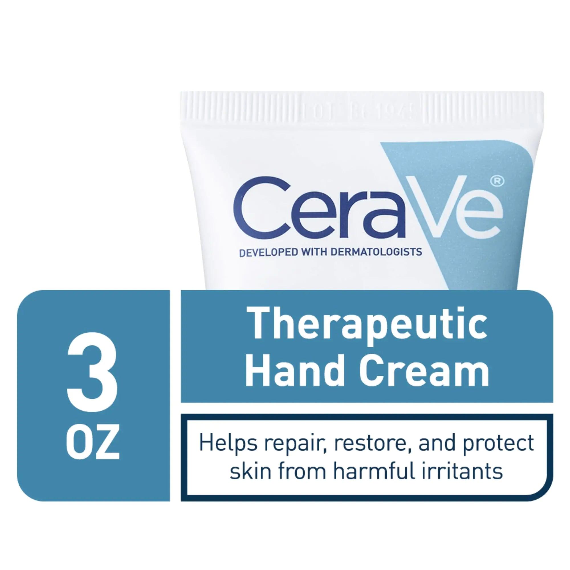 CeraVe Therapeutic Hand Cream for Dry Cracked Hands With Hyaluronic Acid and Niacinamide | Fragrance Free 3 Ounce 3 Ounce (Pack of 1) - Evallys.com # #