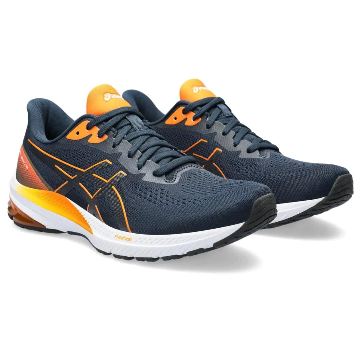 ASICS Men's GT-1000 12 Running Shoes 10.5 French Blue/Bright Orange - Evallys.com