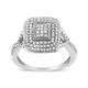 .925 Sterling Silver 1/2 Cttw Round-Cut Diamond Cluster Cushion Ring (I-J , I1-I2) - Evallys.com