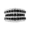 .925 Sterling Silver 1 3/4 Cttw Treated Black and White Alternating Diamond Multi Row Band Ring (Black / I-J Color, I2-I3 Clarity) - Evallys.com # #