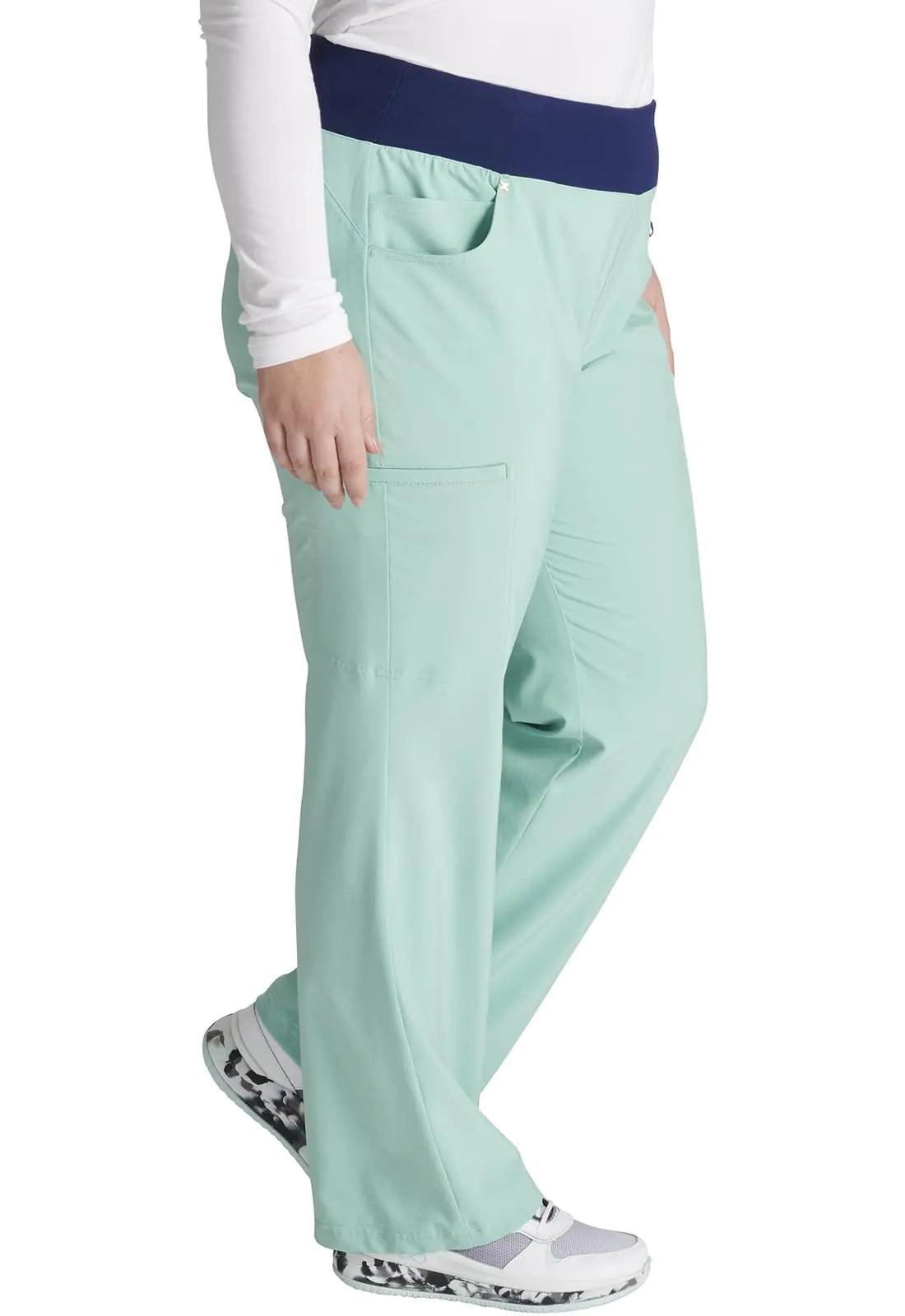 Iflex Scrubs for Women, Yoga-Inspired Knit Waistband Scrub Pants CK002 XX-Large Plus Petite Soft Sea - Evallys.com # #