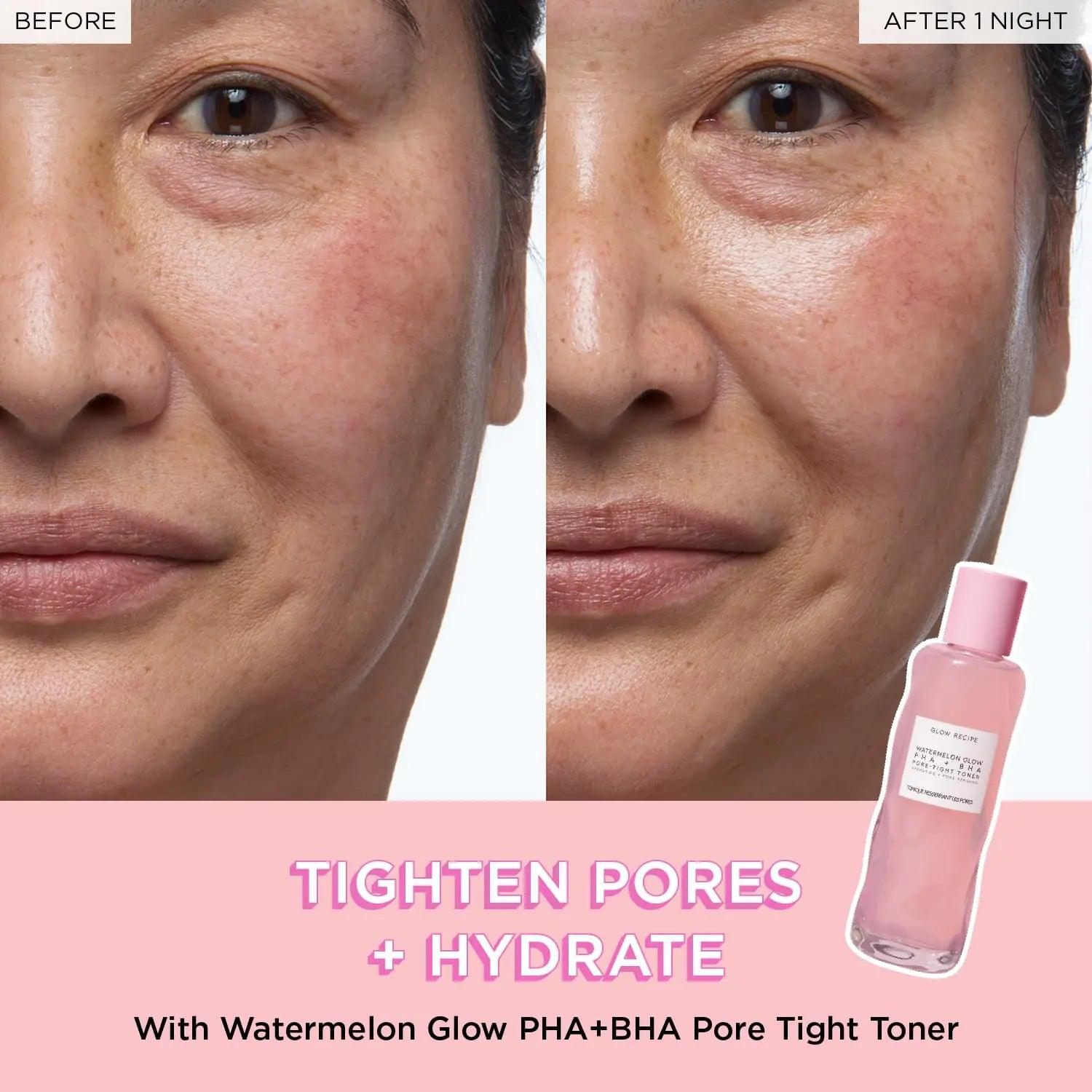 Glow Recipe PHA + BHA Face Toner - Korean Skin Care Toner, Pore Minimizer & Facial Exfoliator for Glass Skin - Tightening & Hydrating Skincare with Hyaluronic Acid & Watermelon (150ml) 5 Fl Oz (Pack of 1) Full Size - Evallys.com # #