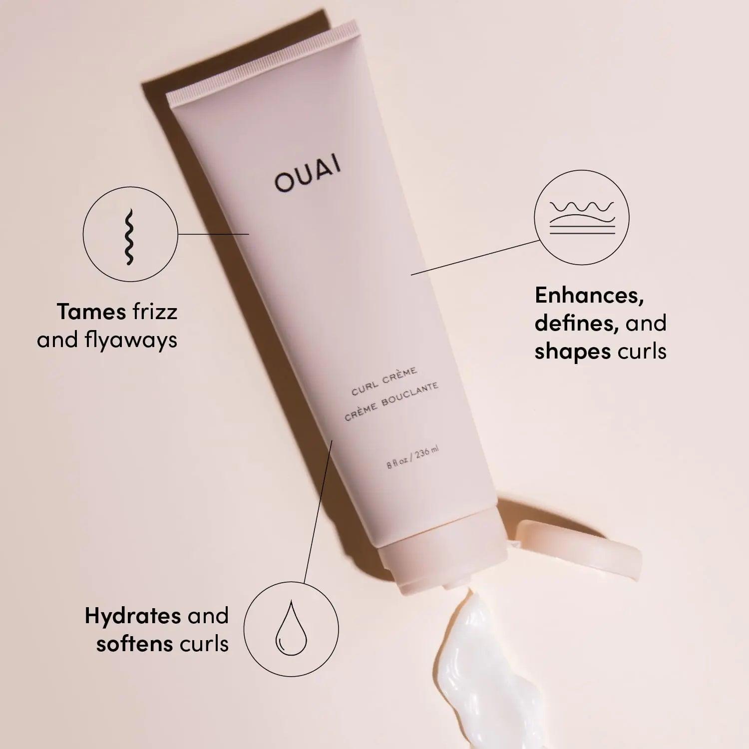 OUAI Curl Cream - Curl Defining Cream for Hydrated, Shiny Curls - Babassu and Coconut Oil, Linseed and Chia Seed Oil - Paraben, Phthalate, Sulfate and Silicone Free Curly Hair Products (8 Fl Oz) 8 Ounce (Pack of 1) 8.0 - Evallys.com # #