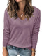 Sweaters for Women Trendy Fall Fashion 2024 Womens Long Sleeve Tops Shirts Blouses V Neck Casual Women's Pullover Sweater Grey Purple Large - Evallys.com # #