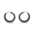 .925 Sterling Silver 2 3/4 Cttw Created Blue Sapphire Crescent Moon Disc Style Hoop Earrings - AAA Quality - Evallys.com # #