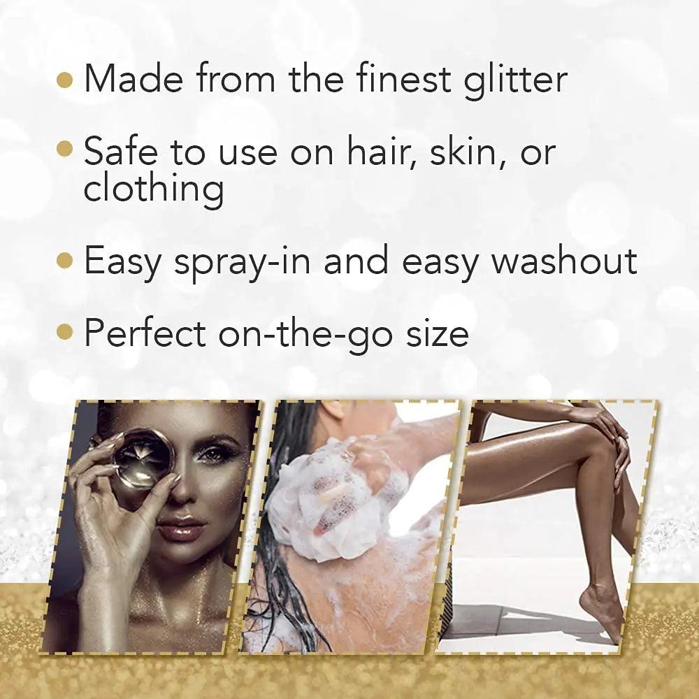 Punky Temporary Hair and Body Glitter Color Spray, Travel Spray, Lightweight, Adds Shimmery Glow, Perfect to use On Hair, Skin, or Clothing, 3.5 oz - Gold - Evallys.com # #