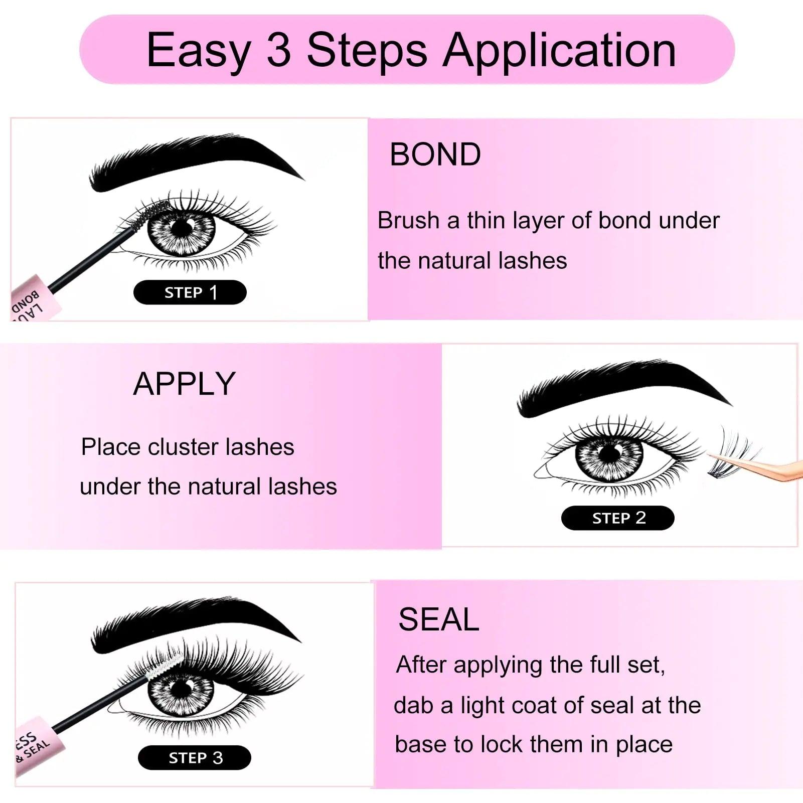 DIY Lash Extension Kit Bond and Seal Lash Glue Remover 300 Pcs 50D Lash Clusters Kit Mascara Wands Eyelash Extension Kit Eyelash Tweezers Individual Lashes Kit (Set 50D-0.07C-8-18Mix) Kit-50D-0.07C-M8-18 - Evallys.com # #