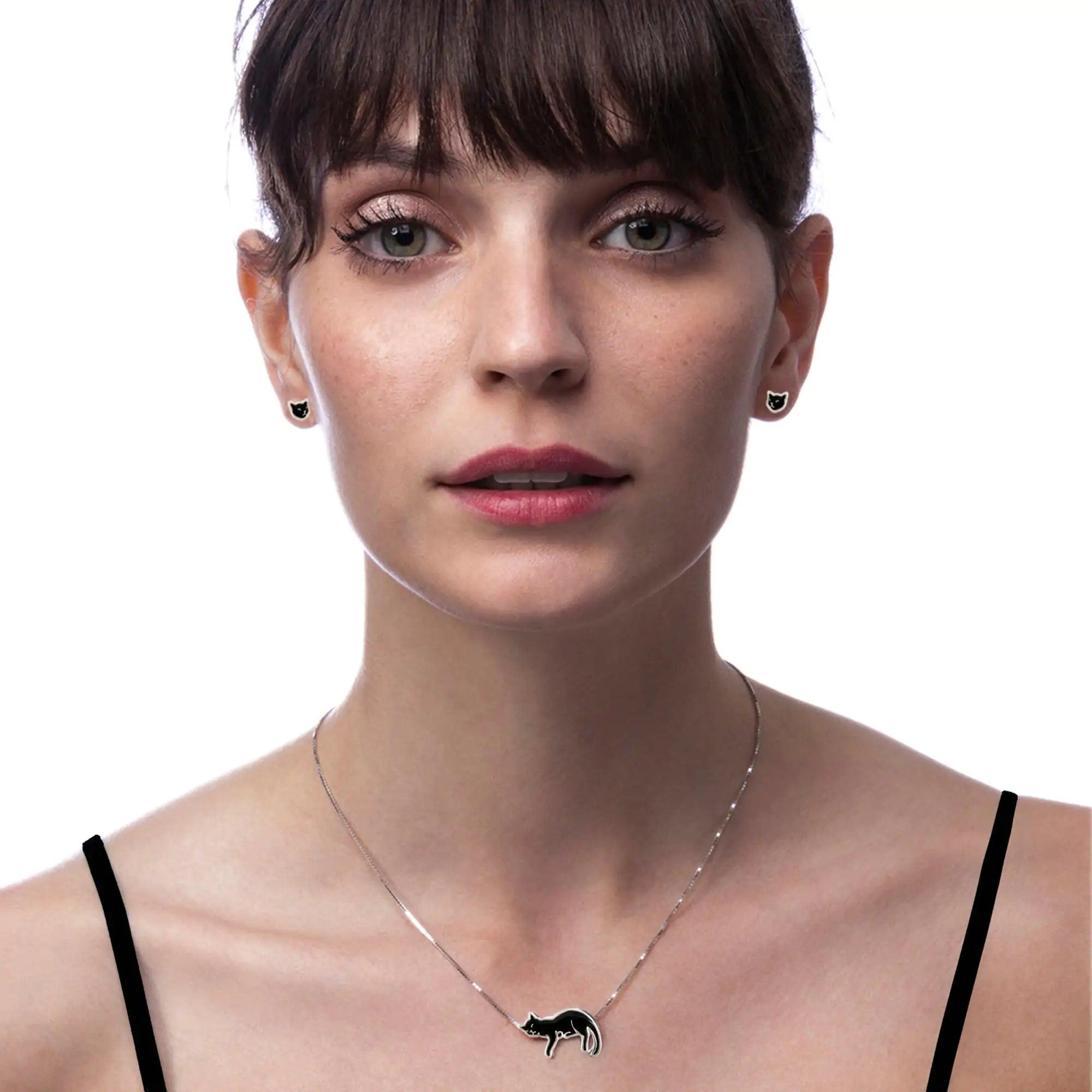 Cat Necklace and Earrings Set - Evallys.com