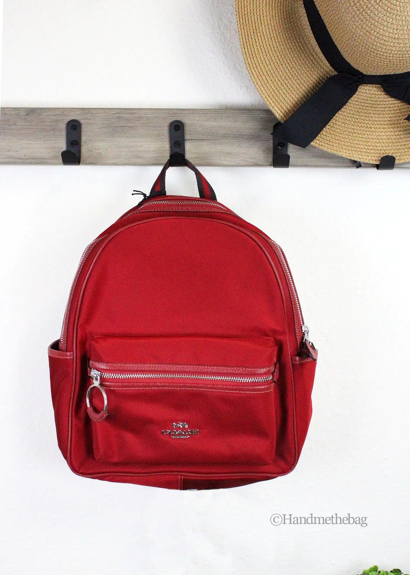 Coach Ellis Medium Nylon 1941 Red Shoulder Backpack - Evallys.com # #