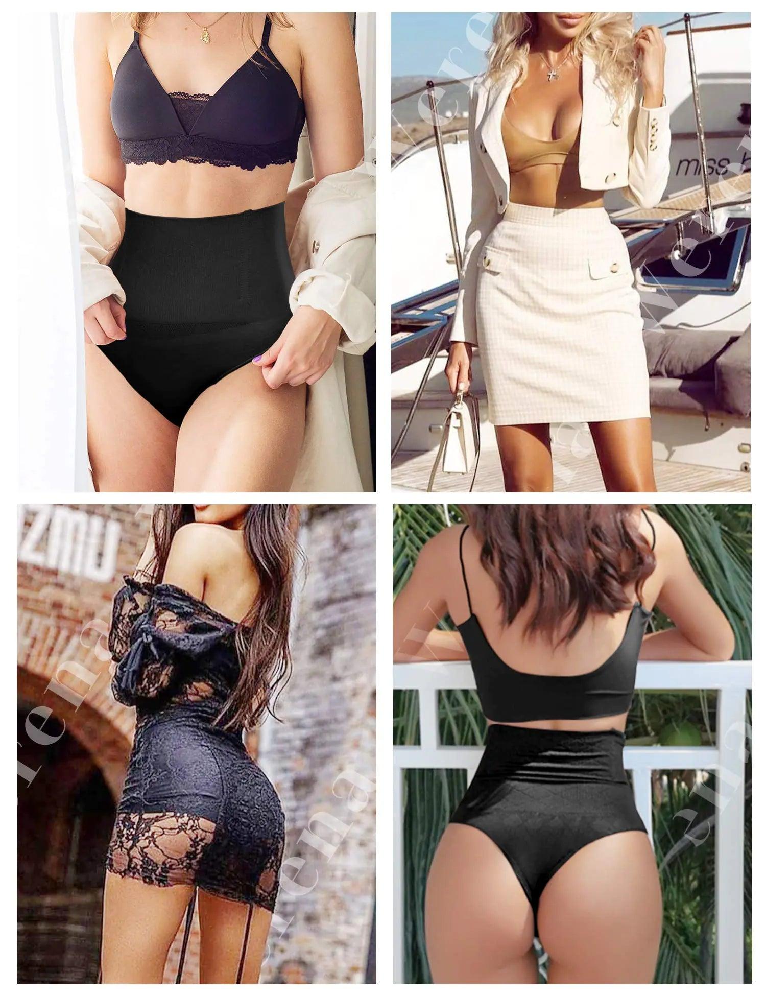 Tummy Control Thong Shapewear for Women High Waist Shaping Underwear Seamless Body Shaper Panties Girdle A# Black (Mid Waisted) XX-Large - Evallys.com # #