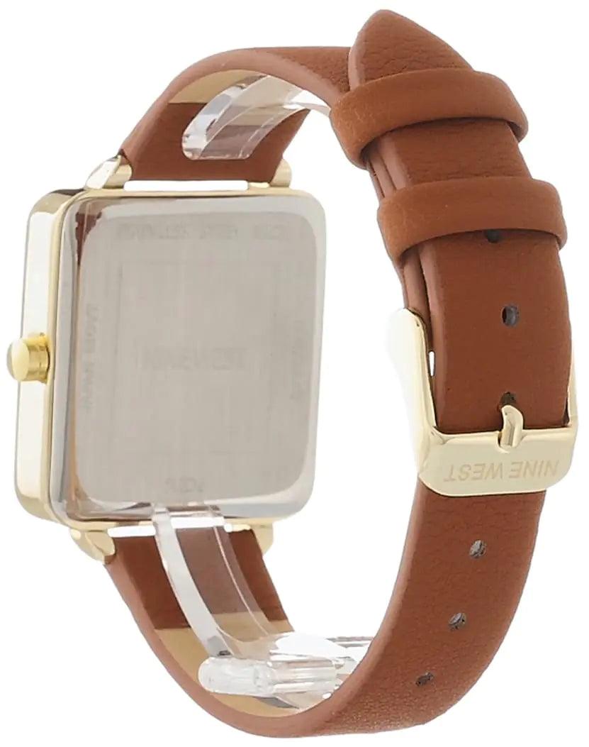 Nine West Women's Strap Watch Brown/Gold - Evallys.com # #