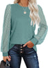 WIHOLL Long Sleeve Shirts for Women Tops Tunic Fall Trendy Crew Neck Clothes Cadetblue Large - Evallys.com # #