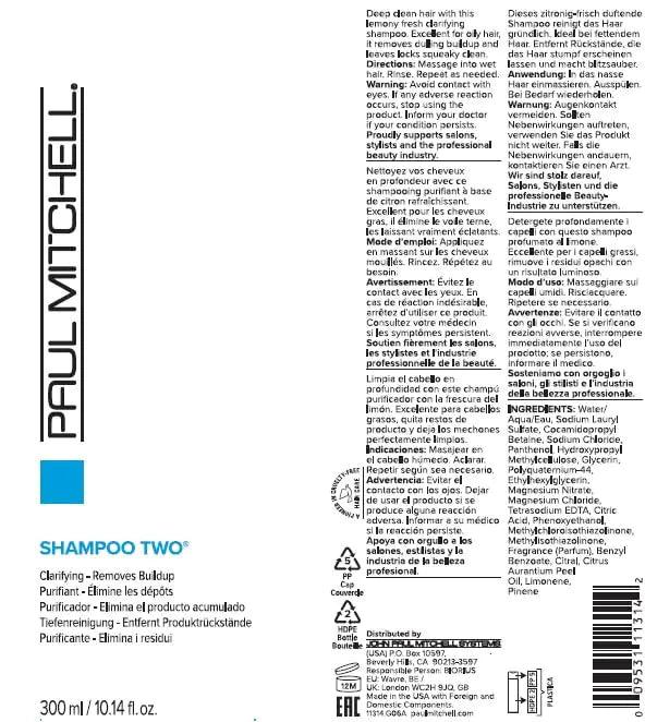 Paul Mitchell Shampoo Two, Clarifying, Removes Buildup, For All Hair Types, Especially Oily Hair 10.14 fl. oz. - Evallys.com # #