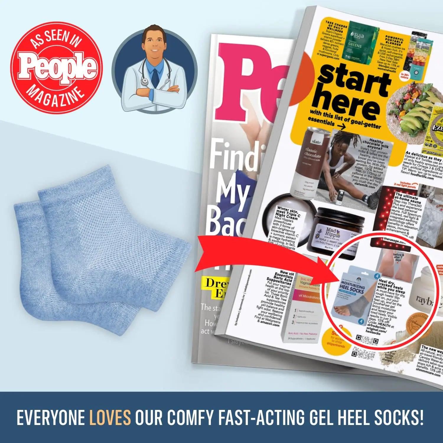 Dr. Frederick's Original Moisturizing Heel Socks for Cracked Heel Treatment - 2 Pairs - Heel Socks for Dry Cracked Feet - Cracked Heel Repair - Heal Dry Heels - Foot Care for Women & Men - Jojoba Oil - Evallys.com # #