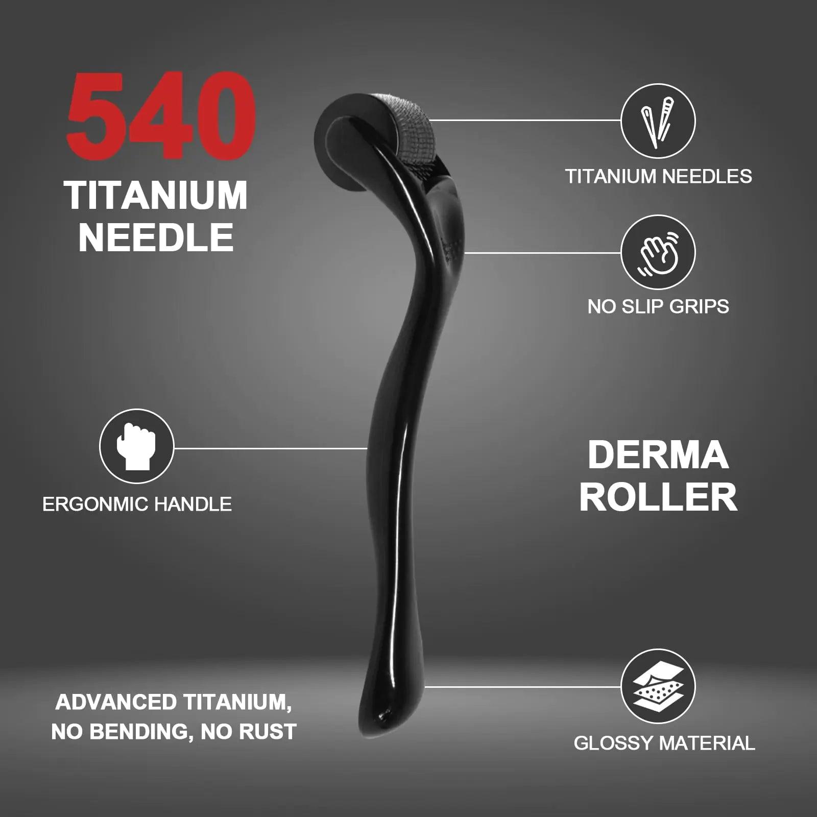 540 Titanium Derma Roller - Microneedle Micro Needle Roller For Men And Women Home Use - Microneedling Roller Dermaroller Skin Care Tool (#0.5#) #0.5# - Evallys.com # #