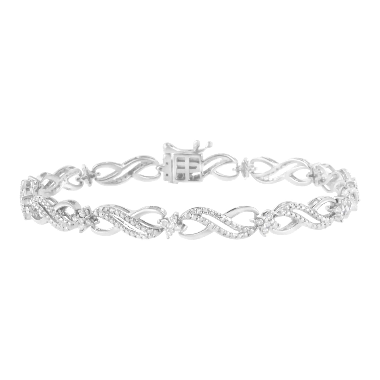 .925 Sterling Silver 1/2 cttw Prong Set Round-Cut Diamond Infinity Weave Link Bracelet (I-J Color, I2-I3 Clarity) - Size 7.25