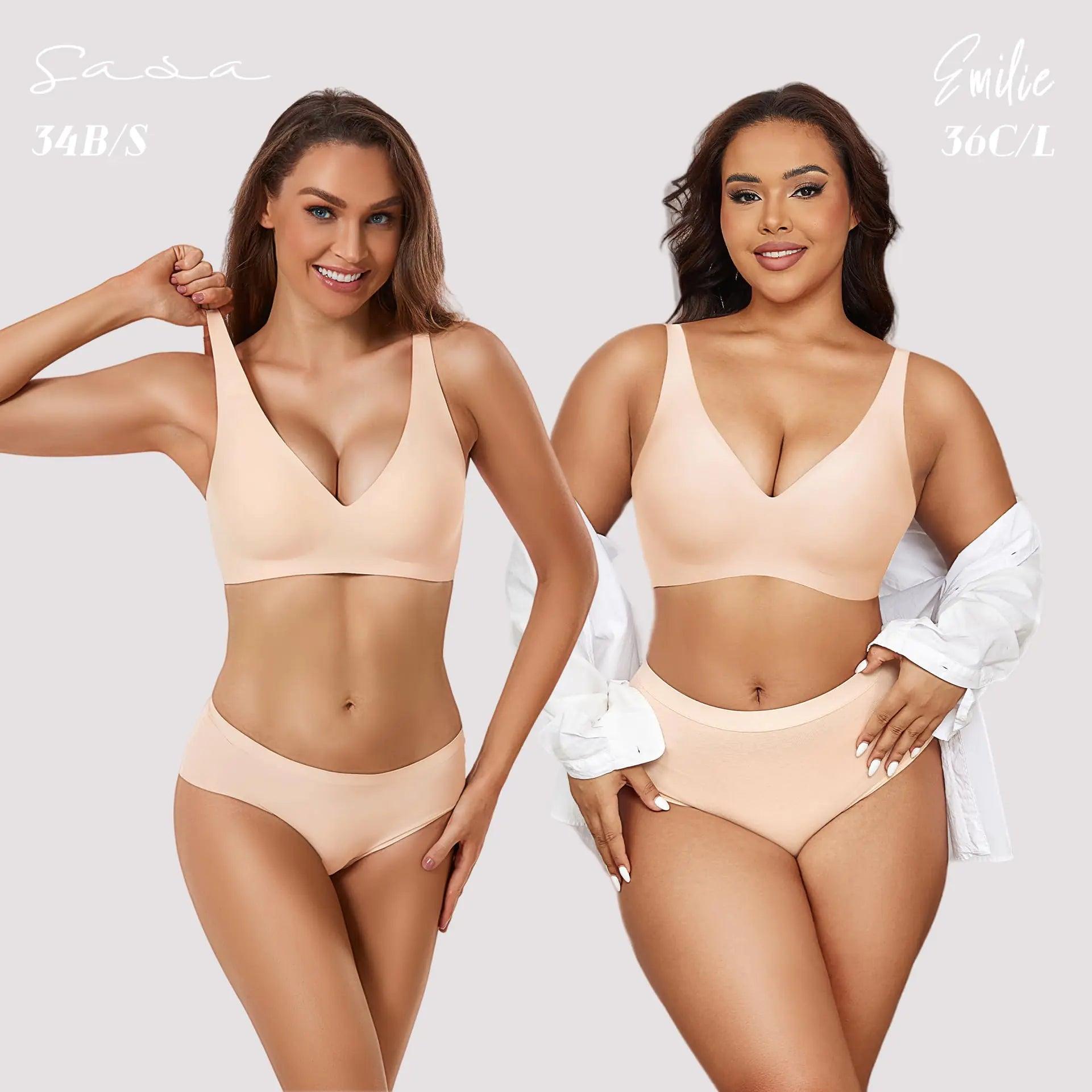 Gailife Deep V Bras for Women No Underwire Wireless Push Up Bra Seamless Plunge Bralette Comfort Supportive Bra Full Coverage X-Large Nude - Evallys.com # #
