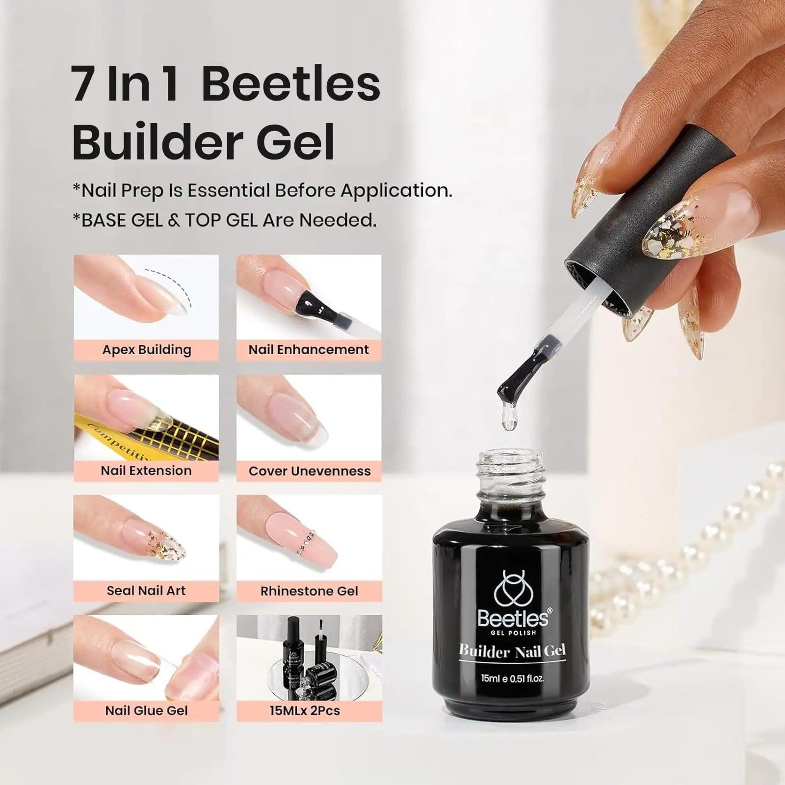 Beetles Builder Gel 7 in 1 Builder Strengthener Gel Nude Purple Gel Translucent Sheer Purple Hard Gel Builder Extension for Nail Art Base Gel Needed Jelly Gel Polish Gifts for Women Earthy Ground 0.5 Fl Oz (Pack of 1) - Evallys.com # #