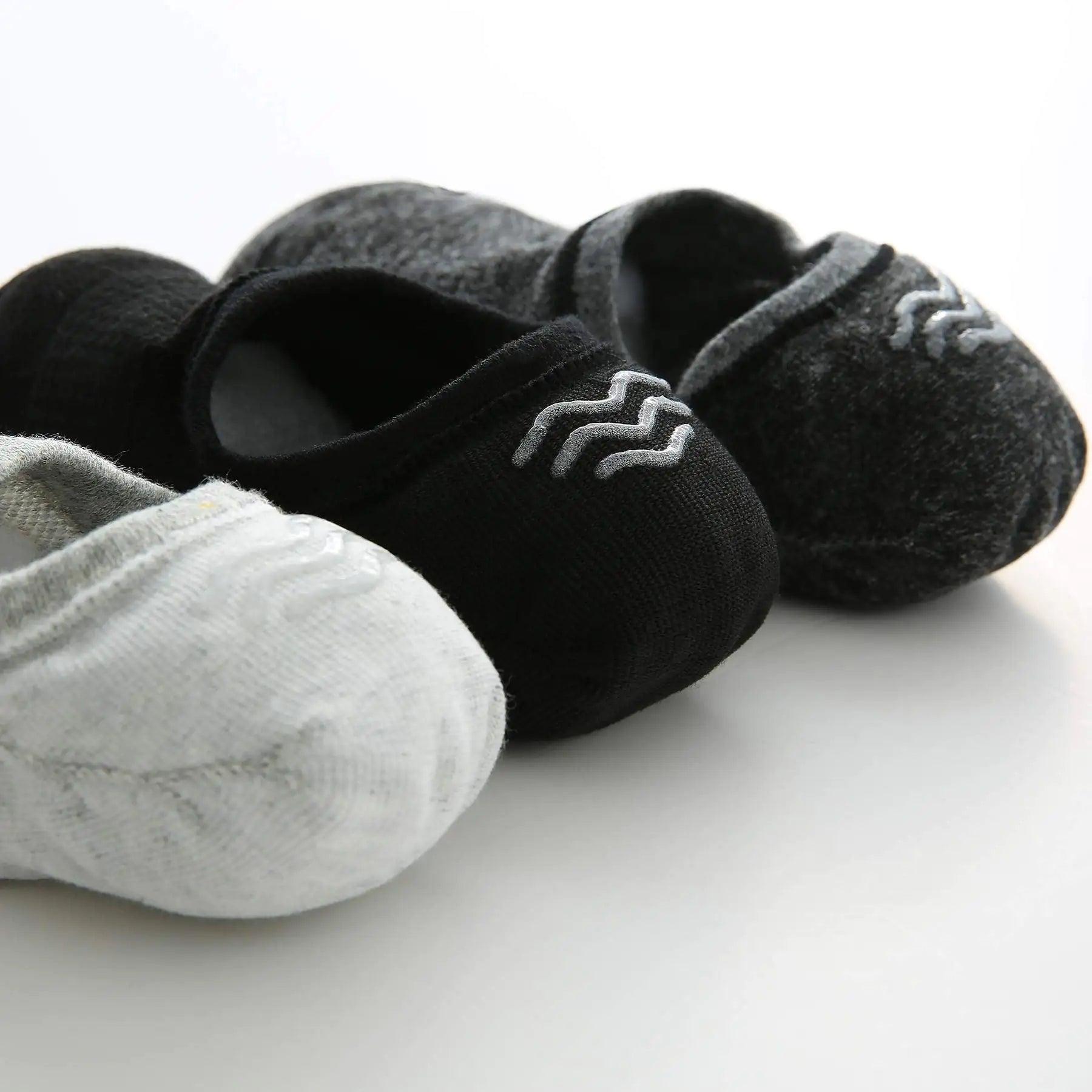 WANDER No Show Socks Mens 7/8 Pair Cotton Thin Non Slip Low Cut Men Invisible Sock 6-8/9-11/12-14 12-14 7 Dark Grey - Evallys.com # #