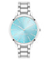 Nine West Women's Crystal Accented Bracelet Watch Silver/Teal - Evallys.com # #