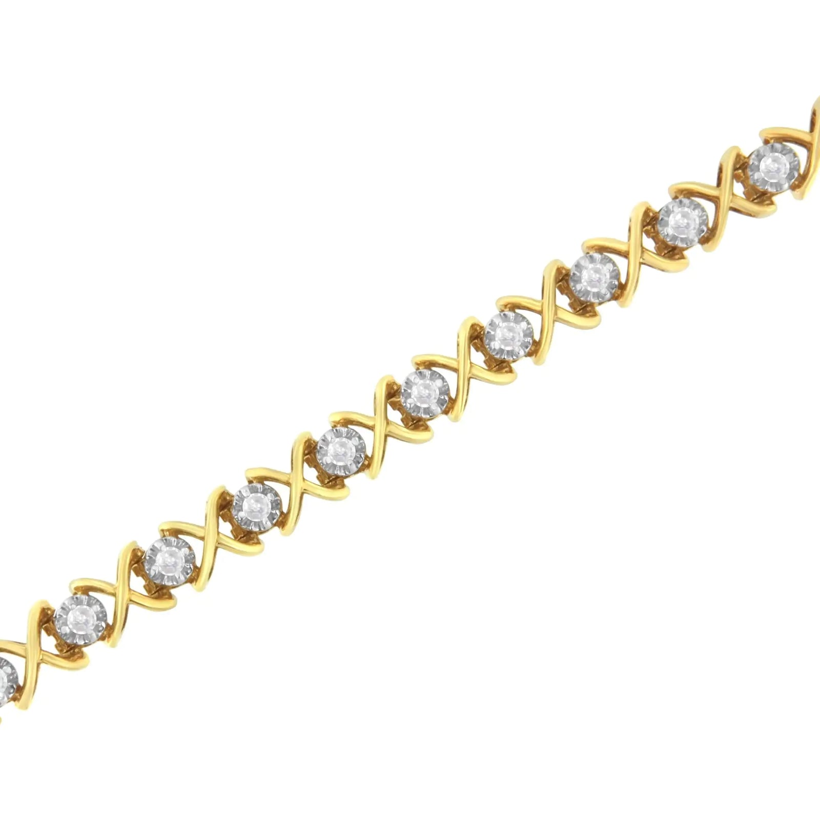 10K Yellow Gold Plated Sterling Silver 1 cttw Diamond Link Bracelet (J-K Clarity, I1-I2 Color) - Size 7