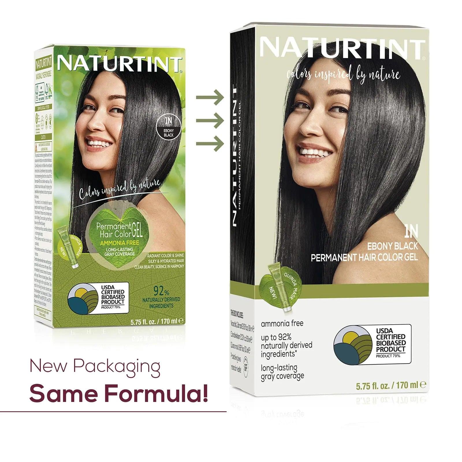 Naturtint Permanent Hair Color 1N Ebony Black (Pack of 6), Ammonia Free, Vegan, Cruelty Free, up to 100% Gray Coverage, Long Lasting Results - Evallys.com # #