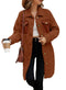 EVALESS Fuzzy Fleece Jackets for Women Fashion Long Sleeve Lapel Button Down Long Teddy Coat Faux Fur Warm Winter Outwear X-Large D Orange - Evallys.com # #