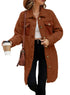 EVALESS Fuzzy Fleece Jackets for Women Fashion Long Sleeve Lapel Button Down Long Teddy Coat Faux Fur Warm Winter Outwear X-Large D Orange - Evallys.com # #