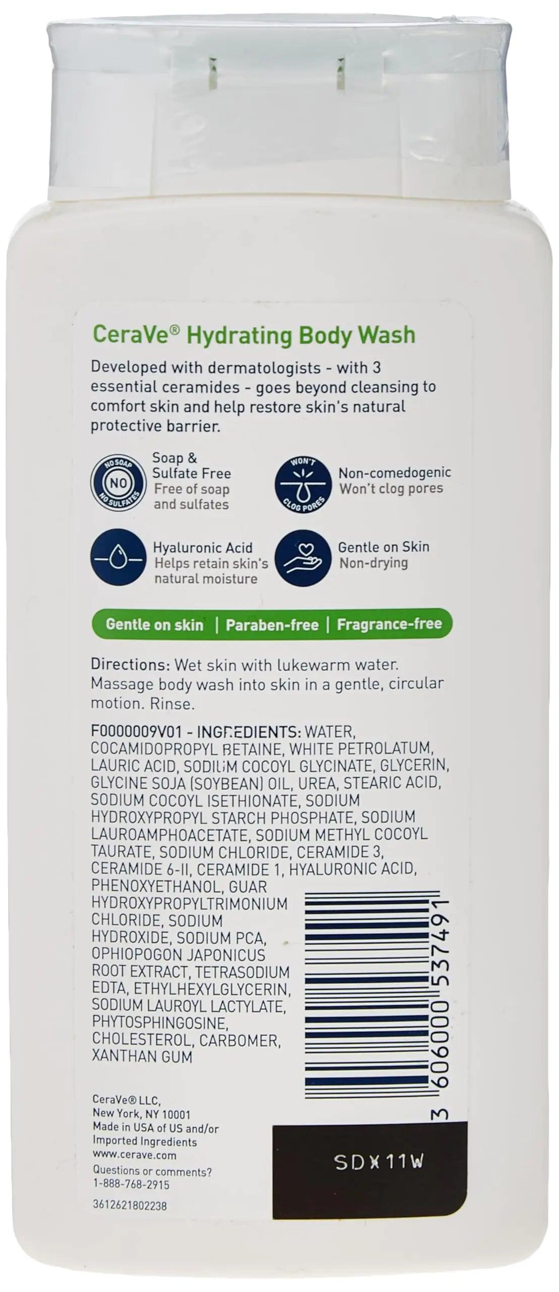 CeraVe Body Wash for Dry Skin | Moisturizing Body Wash with Hyaluronic Acid and Ceramides | Paraben, Sulfate & Fragrance Free | 10 Ounce - Evallys.com # #