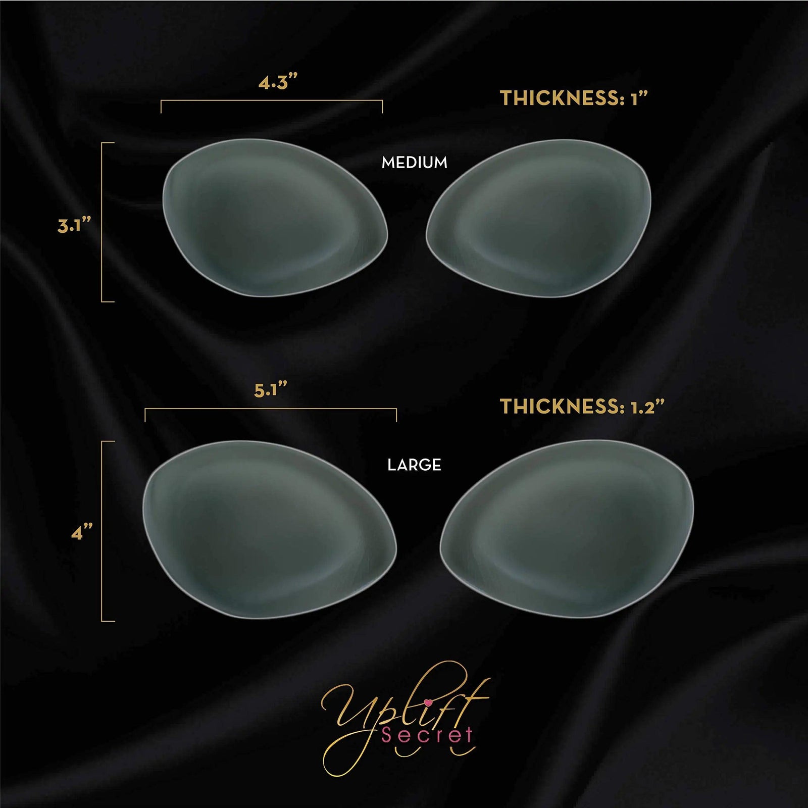 Uplift Secret Silicone Bra Inserts - Clear Gel Push Up Breast Pads - Bra Padding Bust Enhancer Medium - Evallys.com # #