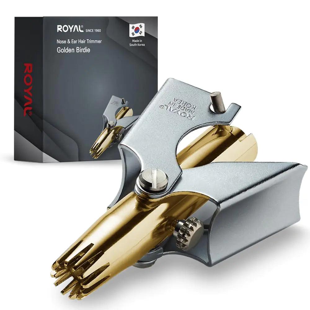 ROYAL [Made in Korea] Gold Nose Hair Trimmer for Men, Godlen Birdie, Allergy-Free, Manual, Battery-Free, Waterproof, Painless with Twelve Dual-Edged Blades, Patented Mechanism ET-4PG - Evallys.com # #