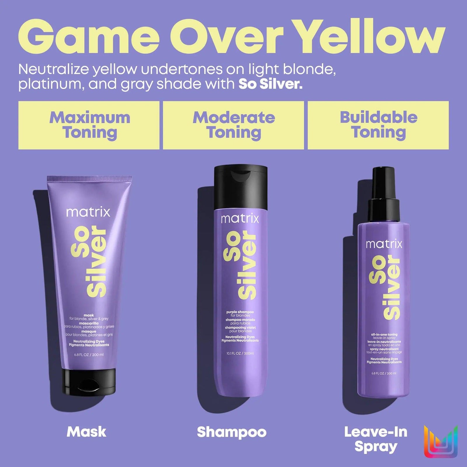 Matrix So Silver Purple Shampoo | Neutralizes Yellow Tones | Color Depositing & Toning | For Color Treated, Blonde, Grey, and Platinum Hair | Packaging May Vary | Vegan 33.8 Fl Oz (Pack of 1) - Evallys.com