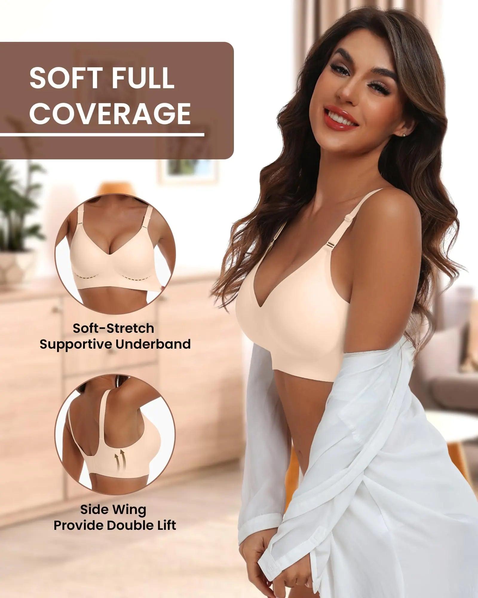 Comfortable Seamless Full Coverage Bra for Women Wireless Bras with Soft Support Regular and Plus Size 4X-Large Nude - Evallys.com # #