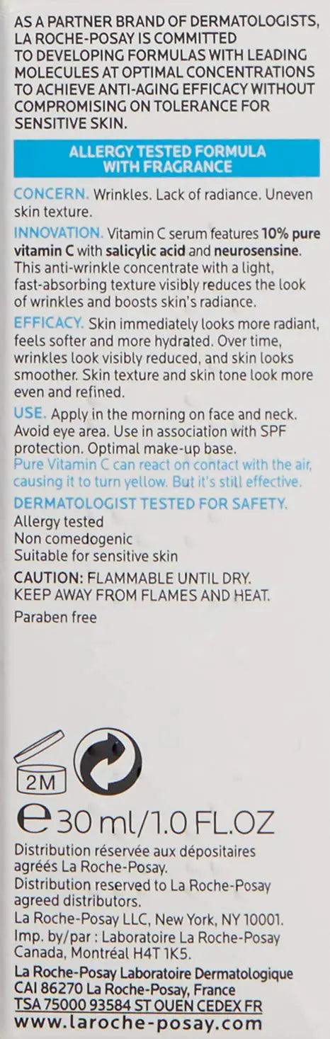 La Roche-Posay Pure Vitamin C Face Serum with Hyaluronic Acid & Salicylic Acid, Anti Aging Face Serum for Wrinkles & Uneven Skin Texture to Visibly Brighten & Smooth. Suitable for Sensitive Skin - Evallys.com # #