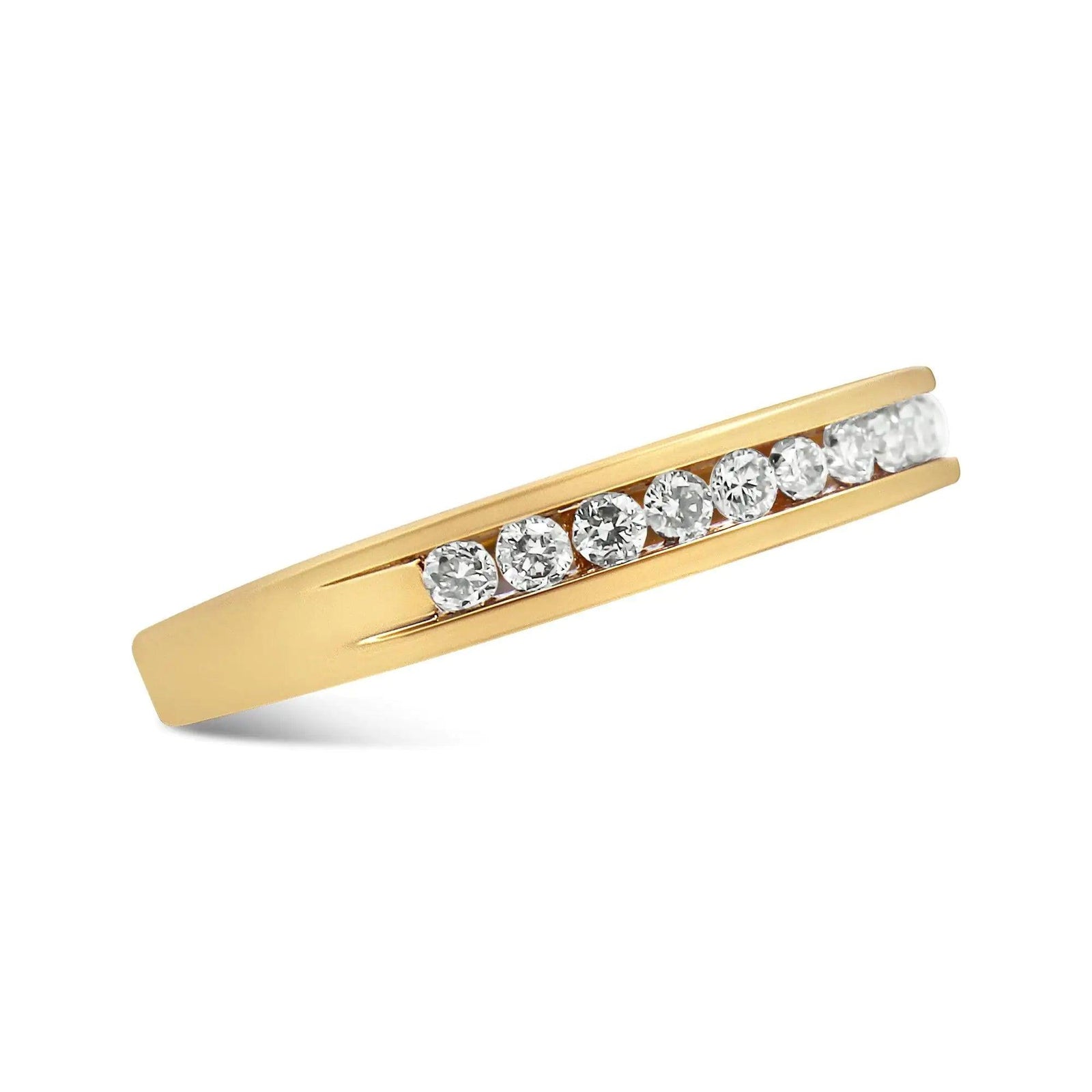 IGI Certified 1/4 Cttw Diamond 10K Yellow Gold Channel Set Band Style Ring (J-K Color, I2-I3 Clarity) - Evallys.com # #