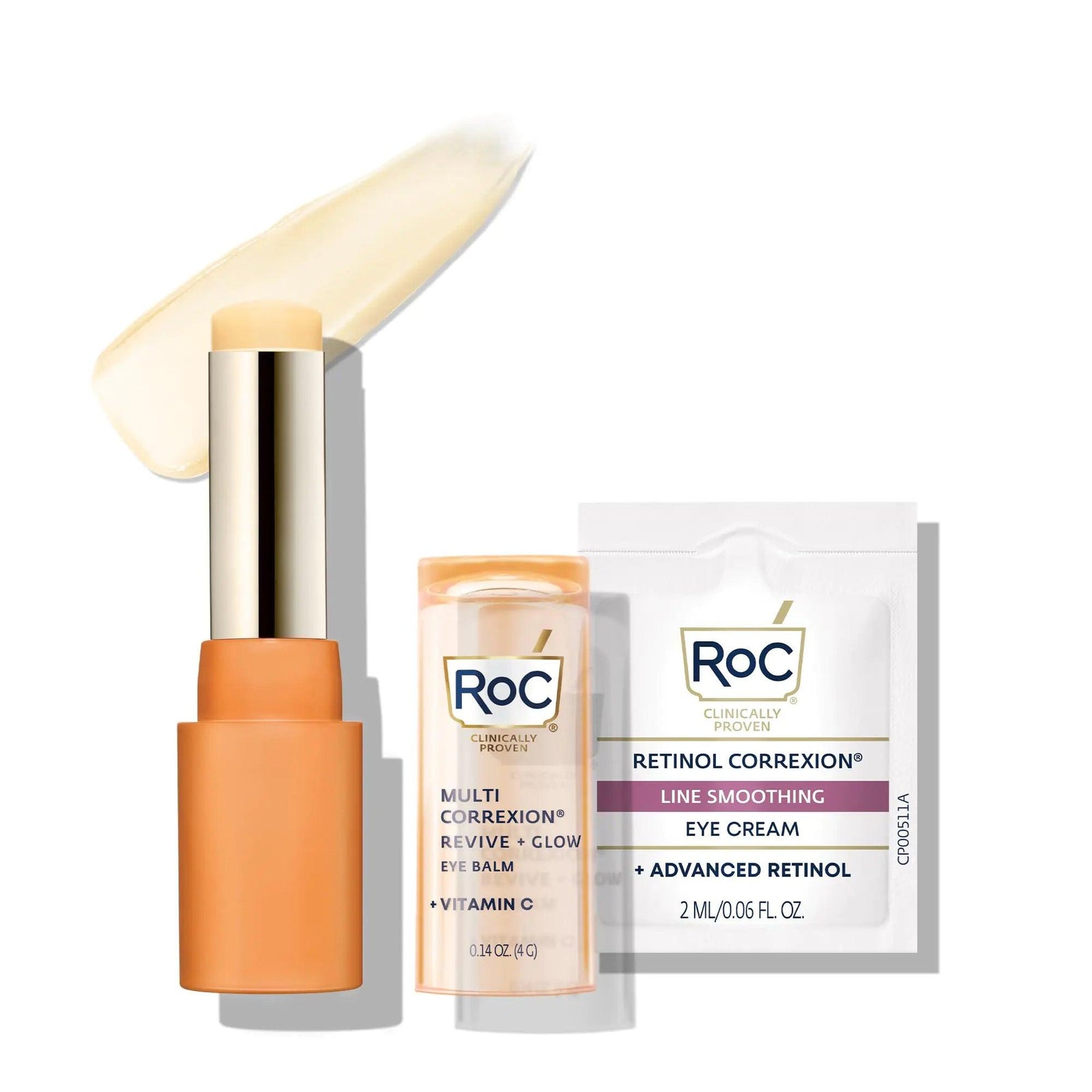 RoC Multi Correxion Revive + Glow Vitamin C Eye Balm (0.14 oz) with Retinol Eye Cream Packette - Evallys.com # #