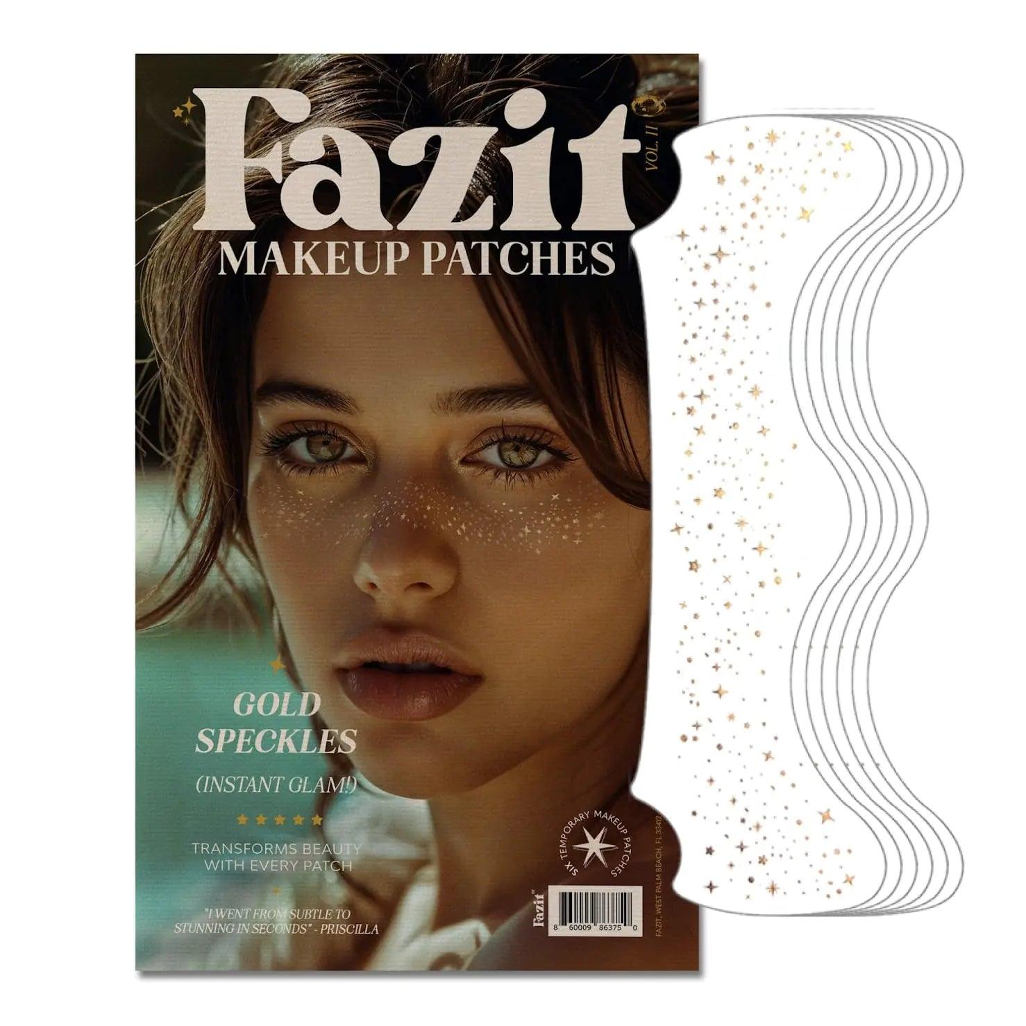 Fazit Makeup Patches - Gold - Face Glitter Makeup Speckles - Glow Up Makeup Patches - Face Glitter Speckles Patches - Cute Glitter Makeup Accessories for Women - Cosmetic Glitter for Face - 6 Count - Evallys.com # #