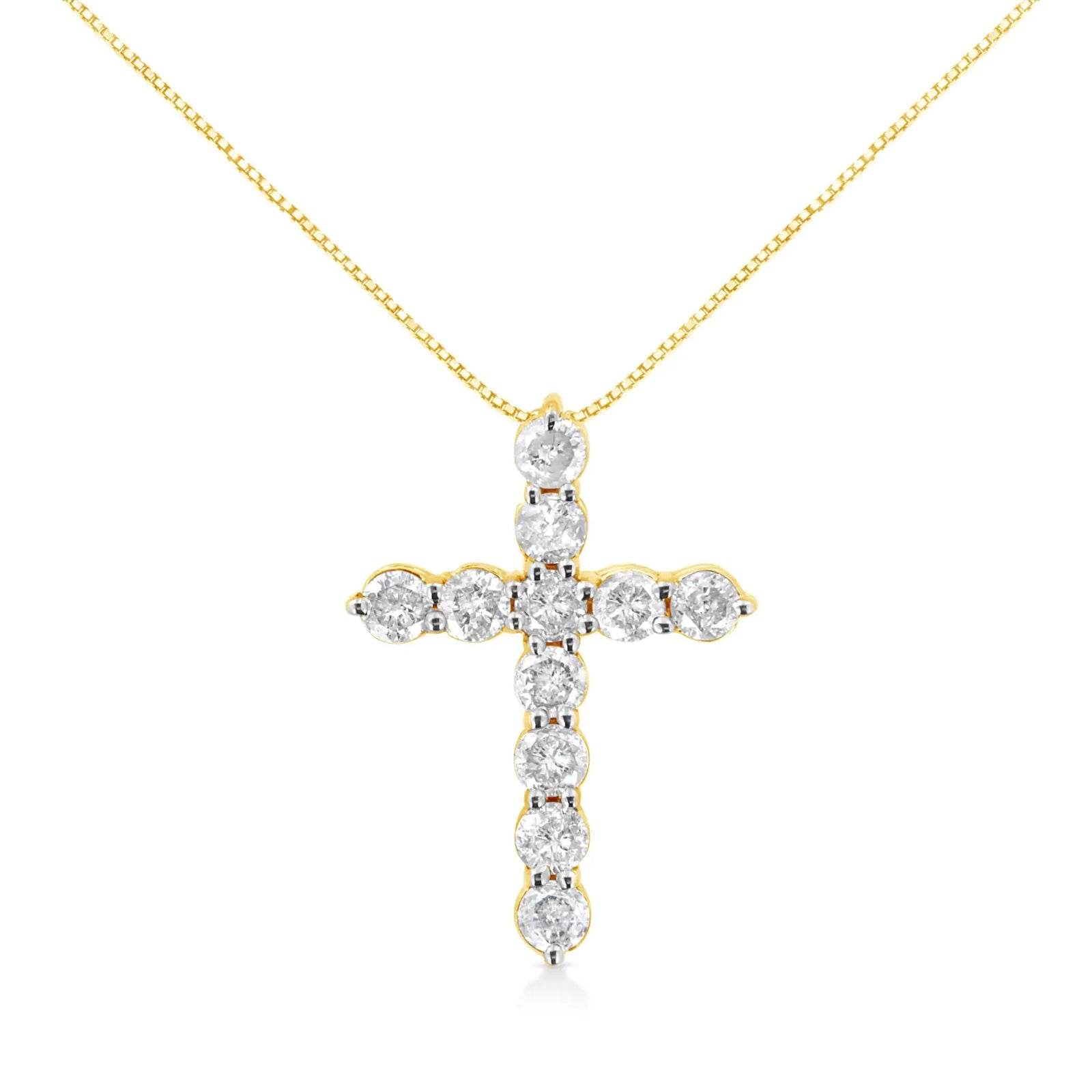 10K Yellow Gold Plated .925 Sterling Silver 1 cttw Prong Set Diamond Cross 18