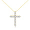 10K Yellow Gold Plated .925 Sterling Silver 1 cttw Prong Set Diamond Cross 18" Pendant Necklace (J-K Color, I1-I2 Clarity) - Evallys.com # #