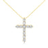 10K Yellow Gold Plated .925 Sterling Silver 1 cttw Prong Set Diamond Cross 18" Pendant Necklace (J-K Color, I1-I2 Clarity) - Evallys.com # #