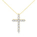 10K Yellow Gold Plated .925 Sterling Silver 1 cttw Prong Set Diamond Cross 18" Pendant Necklace (J-K Color, I1-I2 Clarity) - Evallys.com # #