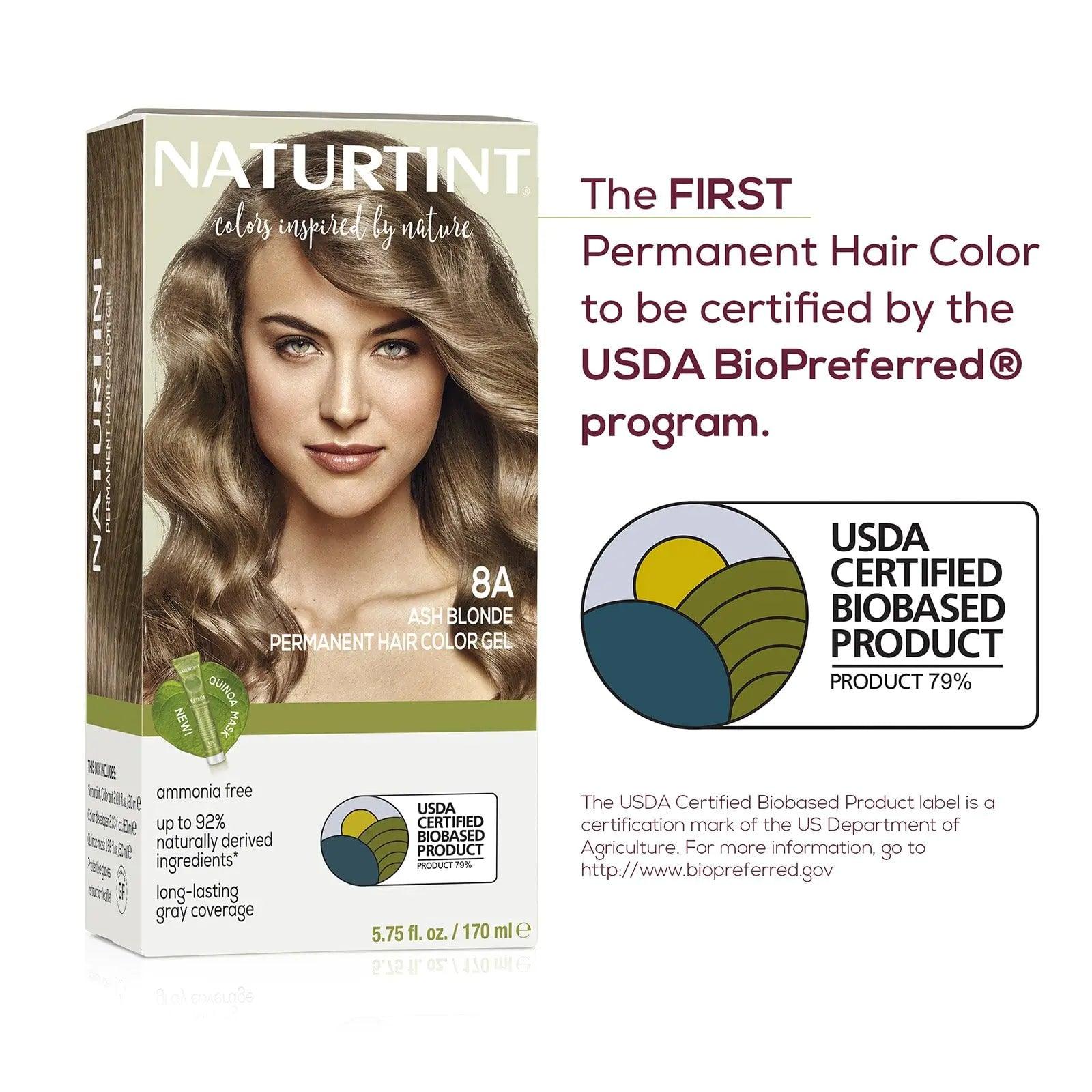 Naturtint 8A Ash Blonde Permanent Hair Color (Pack of 1), Ammonia Free, Vegan, Cruelty Free, up to 100% Gray Coverage, Long Lasting Results (Packaging may vary) - Evallys.com # #