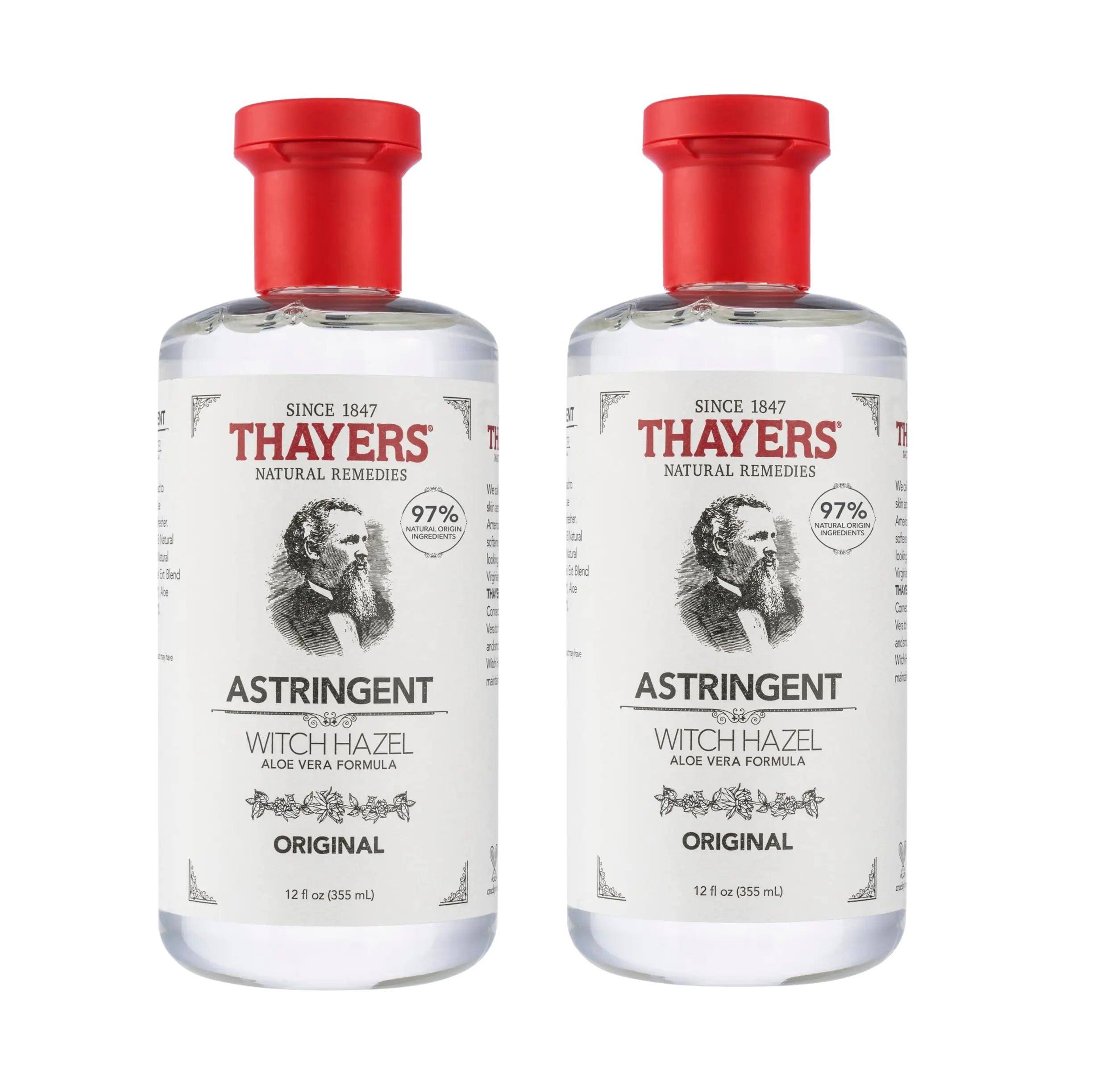 THAYERS Original Witch Hazel Astringent with Aloe Vera, 12 Oz (Pack of 2) 12 Fl Oz (Pack of 2) - Evallys.com