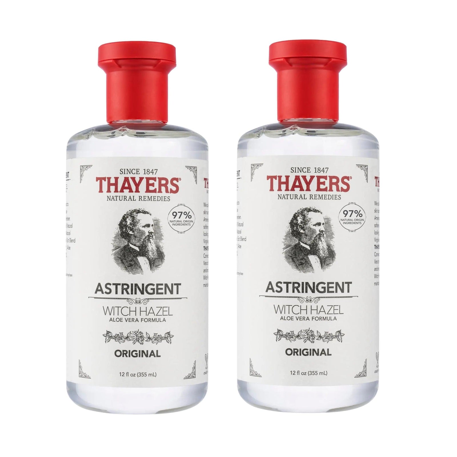 THAYERS Original Witch Hazel Astringent with Aloe Vera, 12 Oz (Pack of 2) 12 Fl Oz (Pack of 2) - Evallys.com