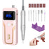 Portable Nail Drill Professional 35000 RPM, Rechargeable Electric Nail File Machine E File for Acrylic Nails Gel Polishing Removing, Cordless Efile with Bits Kit for Manicure Salon Home, Pink - Evallys.com # #